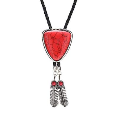 Feather and Triangle Stone Bolo Tie - Image 2