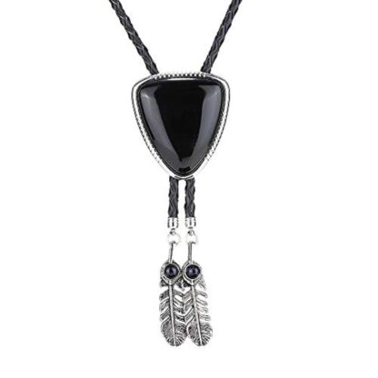 Feather and Triangle Stone Bolo Tie - Image 3