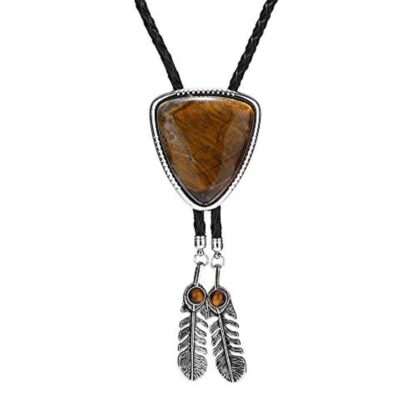 Feather and Triangle Stone Bolo Tie - Image 4